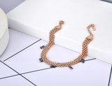 Titanium Steel Chain & Link Bracelet CZ Crystal Charm Bohemia AB20060