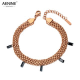 Titanium Steel Chain & Link Bracelet CZ Crystal Charm Bohemia AB20060