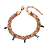 Titanium Steel Chain & Link Bracelet CZ Crystal Charm Bohemia AB20060