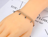 Titanium Steel Chain & Link Bracelet CZ Crystal Charm Bohemia AB20060