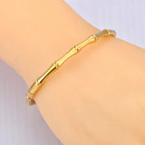 Waterproof Stainless Steel Bamboo Bangle Bracelet 18K Plated Charm Jewelry