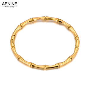 Waterproof Stainless Steel Bamboo Bangle Bracelet 18K Plated Charm Jewelry