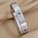 Crystal Evil Eyes Stainless Steel Bracelet Rhinestone Lucky Eye Bangle