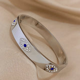 Crystal Evil Eyes Stainless Steel Bracelet Rhinestone Lucky Eye Bangle