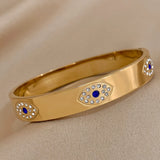 Crystal Evil Eyes Stainless Steel Bracelet Rhinestone Lucky Eye Bangle