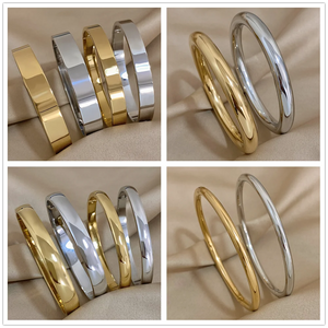 Vintage Classic Stainless Steel Bracelet for Women 18K Plated Bangle