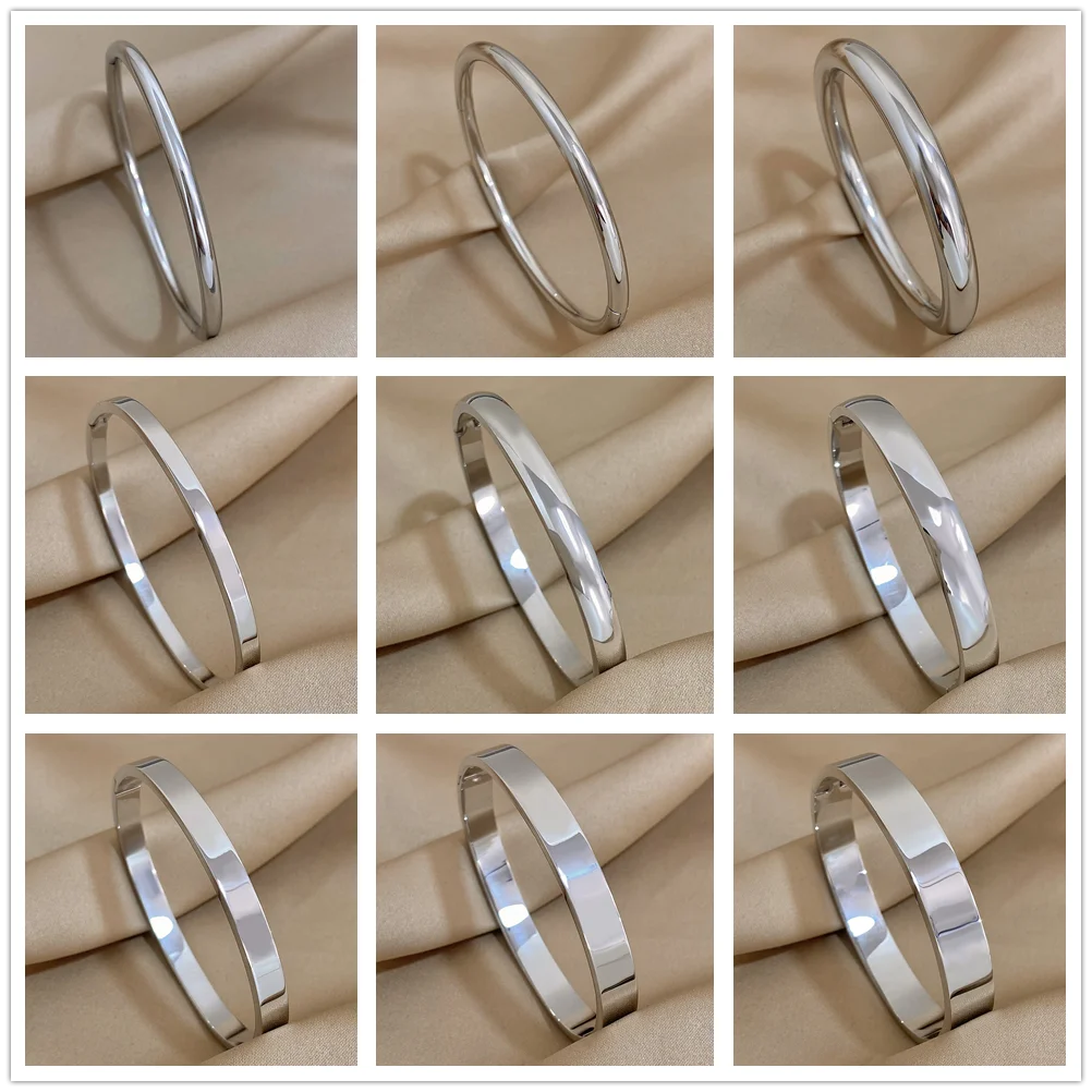 Vintage Classic Stainless Steel Bracelet for Women 18K Plated Bangle