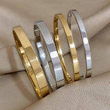 Vintage Classic Stainless Steel Bracelet for Women 18K Plated Bangle