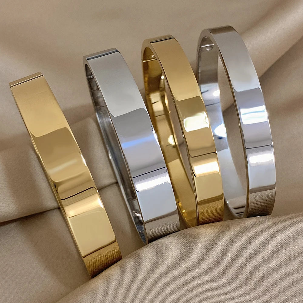 Vintage Classic Stainless Steel Bracelet for Women 18K Plated Bangle