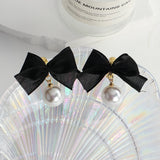Lace Bowknot Pearl Drop Earrings Sweet Korea Women Lovely Earrings