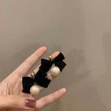 Lace Bowknot Pearl Drop Earrings Sweet Korea Women Lovely Earrings