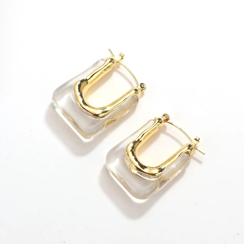 Clear Resin Geometric Earrings U Shape Acrylic Gift