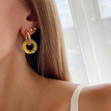 Colorful Round Hoop Earrings for Women - Geometric Earring