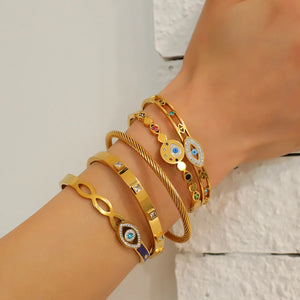 Vintage Multicolor Zircon Bracelet Bangles for Women