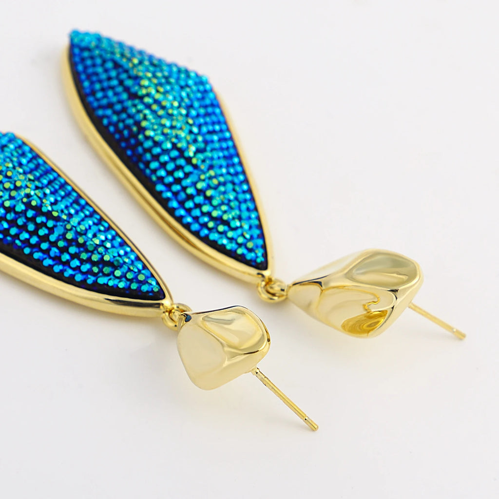Vintage Geometric Stone Drop Earrings