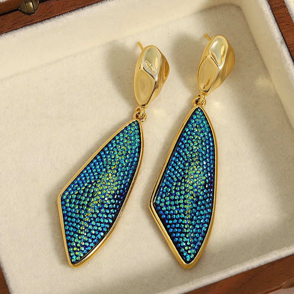 Vintage Geometric Stone Drop Earrings