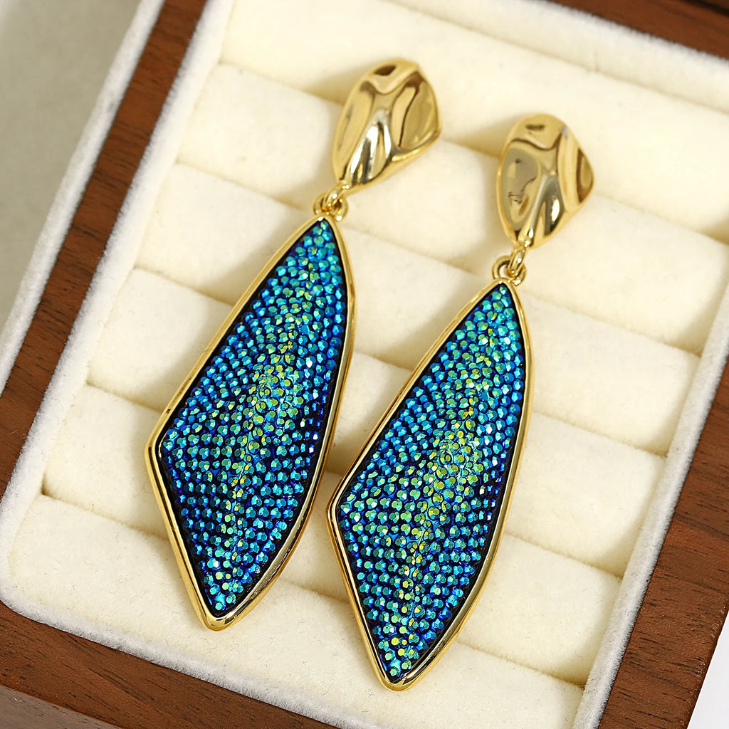 Vintage Geometric Stone Drop Earrings