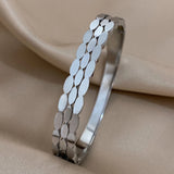 Oval Geometric Charm Stainless Steel Bangles Bracelets for Women
