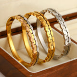 Oval Geometric Charm Stainless Steel Bangles Bracelets for Women