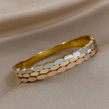 Oval Geometric Charm Stainless Steel Bangles Bracelets for Women