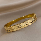 Oval Geometric Charm Stainless Steel Bangles Bracelets for Women