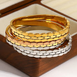 Oval Geometric Charm Stainless Steel Bangles Bracelets for Women