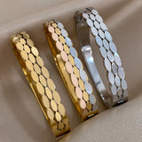 Oval Geometric Charm Stainless Steel Bangles Bracelets for Women