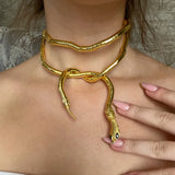 AENSOA Multilayer Bendy Snake Necklace Bracelet - Punk Chunky Jewelry