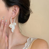 Shell Petal Crack Flower Hoop Earring Irregular Statement Jewelry