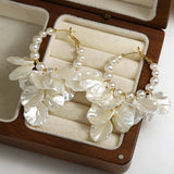 Shell Petal Crack Flower Hoop Earring Irregular Statement Jewelry