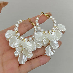 Shell Petal Crack Flower Hoop Earring Irregular Statement Jewelry