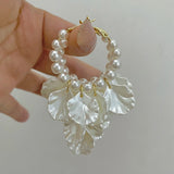 Shell Petal Crack Flower Hoop Earring Irregular Statement Jewelry