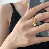 Adjustable Metal Rings Charm Box Chain Crystal Belt Ring