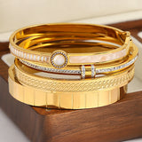 316L Stainless Steel Charm Bangle Bracelets 18K Plate Eyes Intersect Gift