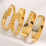 316L Stainless Steel Charm Bangle Bracelets 18K Plate Eyes Intersect Gift