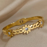 316L Stainless Steel Charm Daisy Flowers Bracelets Bangles for Women