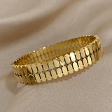316L Stainless Steel Double-Layer Oval Geometric Bangle