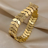 316L Stainless Steel Wheat Leaves Bracelet Bangle Y2k Jewelry