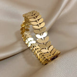 316L Stainless Steel Wheat Leaves Bracelet Bangle Y2k Jewelry