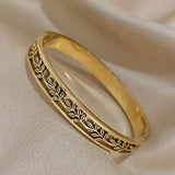 316L Stainless Steel Hollow Leaves Branches Bangles Bracelets for Women