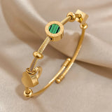 Malachite Roman Letters Charm Bangles Bracelets for Women