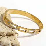 Stainless Steel Rhinestone Cuff Bangles Bracelets for Women