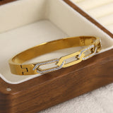 Stainless Steel Rhinestone Cuff Bangles Bracelets for Women