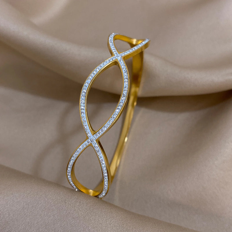 316L Stainless Steel Charm Bangle Bracelet for Women - Party Wrist Jewelry