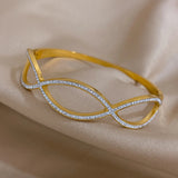 316L Stainless Steel Charm Bangle Bracelet for Women - Party Wrist Jewelry