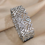 316l Stainless Steel Leaf Charm Wide Bangle Bracelet