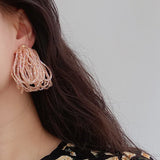 Bohemia Crystal Waterfall Beads Tassel Earrings Champagne