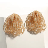Bohemia Crystal Waterfall Beads Tassel Earrings Champagne