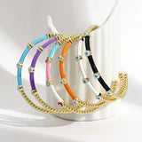 Boho Evil Eye Enamel Rhinestone Steel Bangle Bracelet Gift