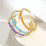 Boho Evil Eye Enamel Rhinestone Steel Bangle Bracelet Gift
